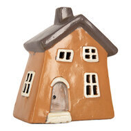 Clayre & Eef | Decoratie Huisje Oranje Grijs 18x13x20 cm | 6CE2204