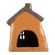 Clayre & Eef | Decoratie Huisje Oranje Grijs 18x13x20 cm | 6CE2204