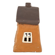Clayre & Eef | Decoratie Huisje Oranje Grijs 18x13x20 cm | 6CE2204