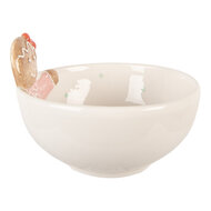 Clayre & Eef | Serveerschaaltje Wit Roze 18x17x12 cm / 700 ml | 6CE2216