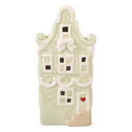 Clayre & Eef | Decoratie Huisje Groen Wit LED 11x9x22 cm | 6CE2219GR