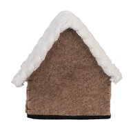 Clayre &amp; Eef   | Vilten Huis Bruin Wit 13x10x13 cm | 66306