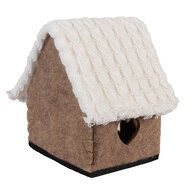 Clayre &amp; Eef   | Vilten Huis Bruin Wit 13x10x13 cm | 66306