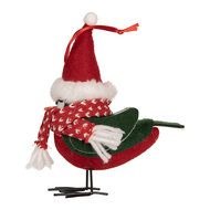 Clayre & Eef | Decoratie beeld Vogel Rood Zwart 11x7x12 cm | 66339
