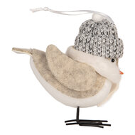 Clayre &amp; Eef   | Decoratie beeld Vogel Wit Beige 11x7x12 cm | 66340
