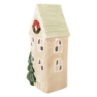 Clayre &amp; Eef   | Decoratie Huisje Beige Groen 9x8x20 cm | 6CE2221
