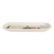 Clayre & Eef | Serveerschaal Wit Groen 30x12x3 cm | 6CE2223