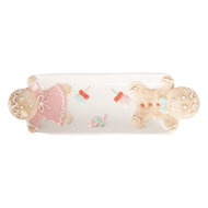 Clayre &amp; Eef   | Serveerschaal Wit Bruin 31x10x5 cm | 6CE2224