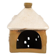 Clayre & Eef | Decoratie Huisje Bruin Beige 12x9x14 cm | 6CE2184