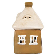 Clayre & Eef | Decoratie Huisje Bruin Beige 12x9x14 cm | 6CE2184