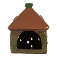 Clayre & Eef | Decoratie Huisje Groen Bruin 12x9x14 cm | 6CE2185