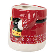 Clayre &amp; Eef   | Mok met deksel Rood Wit 15x10x19 cm / 450 ml | 6CEMU0196