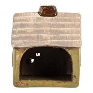 Clayre & Eef | Decoratie Huisje Groen Beige 8x7x10 cm | 6CE2186