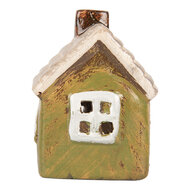 Clayre & Eef | Decoratie Huisje Groen Beige 8x7x10 cm | 6CE2186