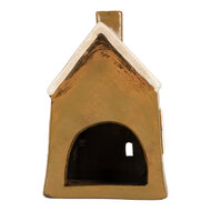 Clayre & Eef | Decoratie Huisje Bruin Beige 12x8x18 cm | 6CE2187