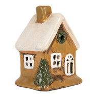 Clayre &amp; Eef   | Decoratie Huisje Bruin Beige 9x7x11 cm | 6CE2189
