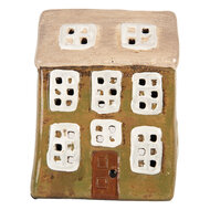 Clayre & Eef | Decoratie Huisje Groen Beige 10x7x14 cm | 6CE2191