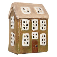 Clayre & Eef | Decoratie Huisje Groen Beige 10x7x14 cm | 6CE2191