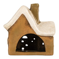 Clayre &amp; Eef   | Decoratie Huisje Bruin Beige 13x7x13 cm | 6CE2192