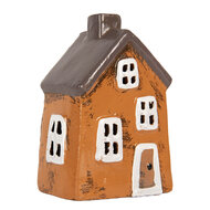 Clayre & Eef | Decoratie Huisje Oranje Grijs 9x7x13 cm | 6CE2193