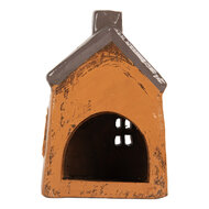 Clayre & Eef | Decoratie Huisje Oranje Grijs 9x7x13 cm | 6CE2193