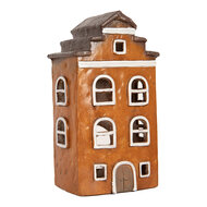 Clayre &amp; Eef   | Decoratie Huisje Oranje Grijs 20x15x34 cm | 6MG0124