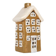 Clayre & Eef | Decoratie Huisje Bruin Beige 12x8x19 cm | 6CE2194