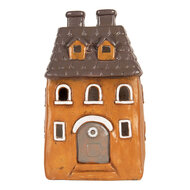 Clayre & Eef | Decoratie Huisje Oranje Grijs 23x17x37 cm | 6MG0126