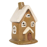 Clayre & Eef | Decoratie Huisje Bruin Beige 10x10x16 cm | 6CE2195