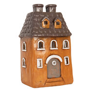 Clayre & Eef | Decoratie Huisje Oranje Grijs 23x17x37 cm | 6MG0126