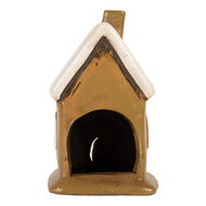 Clayre & Eef | Decoratie Huisje Bruin Beige 10x10x16 cm | 6CE2195