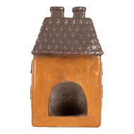 Clayre & Eef | Decoratie Huisje Oranje Grijs 23x17x37 cm | 6MG0126