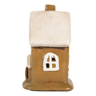 Clayre & Eef | Decoratie Huisje Bruin Beige 10x10x16 cm | 6CE2195