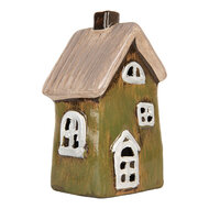 Clayre & Eef | Decoratie Huisje Groen Beige 9x7x15 cm | 6CE2196