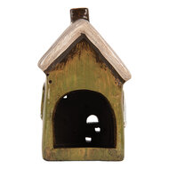 Clayre & Eef | Decoratie Huisje Groen Beige 9x7x15 cm | 6CE2196