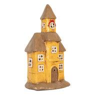 Clayre &amp; Eef   | Decoratie Huisje Geel Bruin 23x17x43 cm | 6MG0127