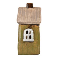 Clayre & Eef | Decoratie Huisje Groen Beige 9x7x15 cm | 6CE2196