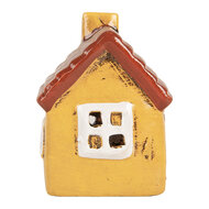 Clayre & Eef | Decoratie Huisje Geel Rood 8x7x10 cm | 6CE2197