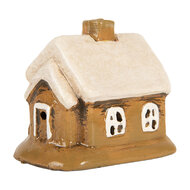 Clayre &amp; Eef   | Decoratie Huisje Bruin Beige 9x7x9 cm | 6CE2198