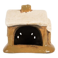 Clayre &amp; Eef   | Decoratie Huisje Bruin Beige 9x7x9 cm | 6CE2198