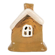 Clayre &amp; Eef   | Decoratie Huisje Bruin Beige 9x7x9 cm | 6CE2198