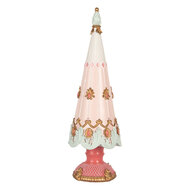 Clayre & Eef | Kerstdecoratie Kerstboom Roze Wit ø 10x30 cm | 6PR5399