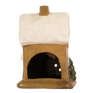 Clayre & Eef | Decoratie Huisje Bruin Beige 15x12x20 cm | 6CE2200