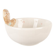 Clayre &amp; Eef   | Serveerschaaltje Wit Bruin &oslash; 13x9 cm / 250 ml | 6CE2217