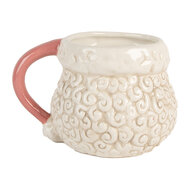 Clayre &amp; Eef   | Mok Wit Roze 16x11x10 cm / 550 ml | 6CEMU0201P