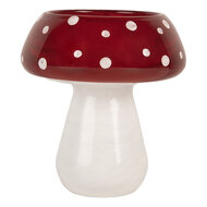 Clayre &amp; Eef   | Waxinelichthouder Paddenstoel Wit Rood &oslash; 8x9 cm | 6GL5198