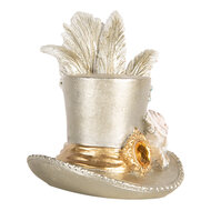Clayre & Eef | Decoratie Hoed Zilverkleurig 13x11x13 cm | 6PR5639