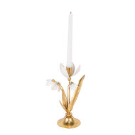 Clayre &amp; Eef   | Kandelaar Goudkleurig Wit 14x10x25 cm | 6Y5804