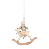 Clayre & Eef | Decoratie hanger Kind Beige Roze 8x3x9 cm | 6PR5655