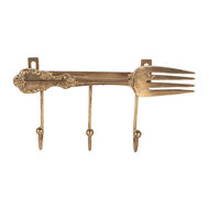 Clayre & Eef | Wandkapstok 3 haken Goudkleurig 18x4x9 cm | 6Y5897
